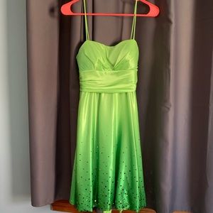 Green sequined semi formal dress size 7/8 with tie